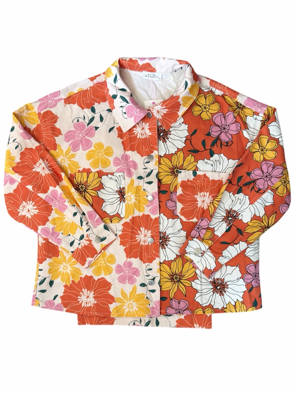 Colorful Floral Lightweight Cotton Jacket Denim Style Boutique NWT Size 1X